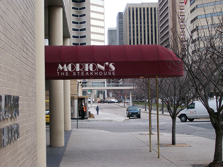 morton's steakhouse red canopy storefront